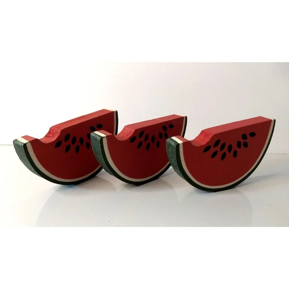 Wooden WATERMELON Slices Hanging Wall Decor Vintage HomeCo Summer Farmhouse‎ NEW